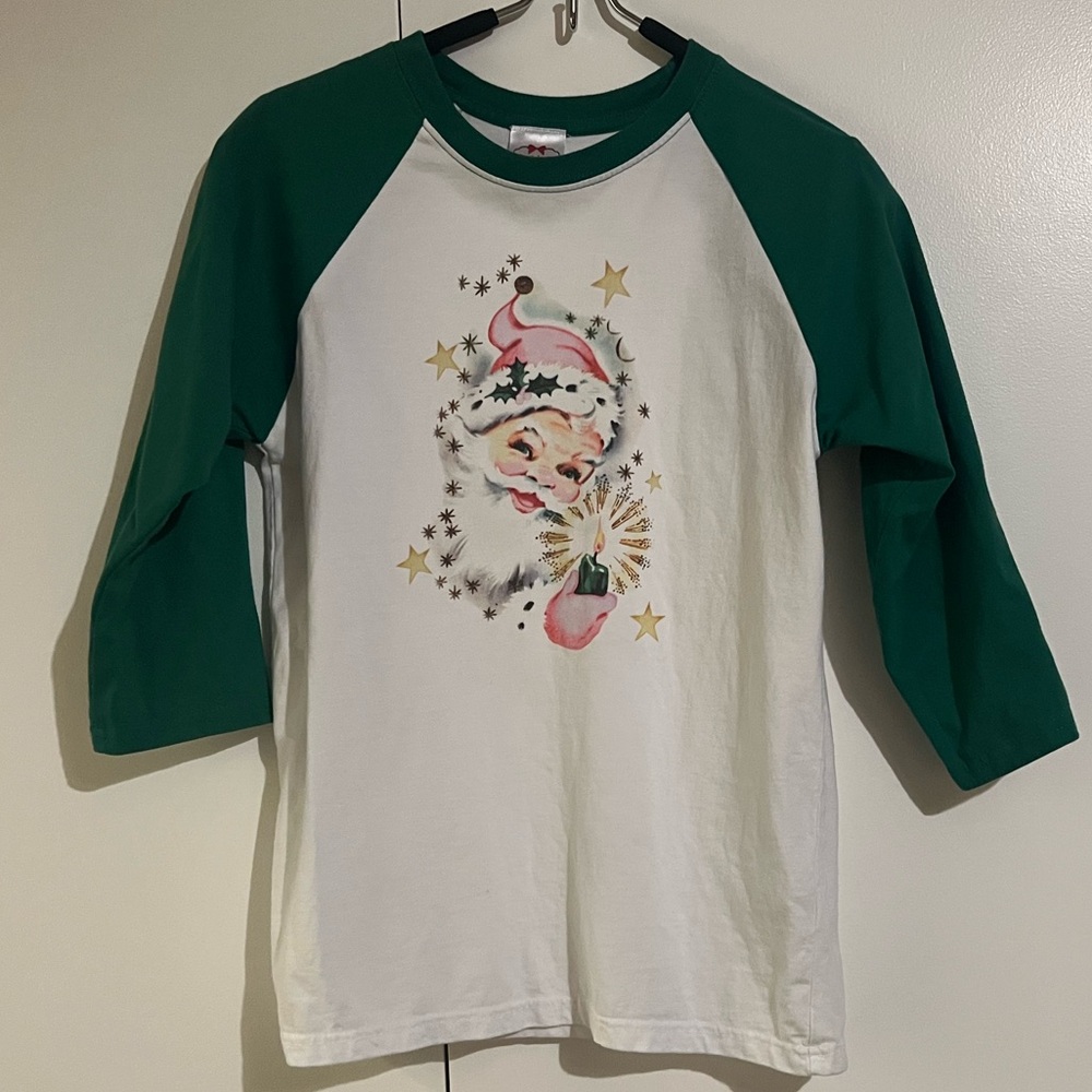 Vintage Santa 3/4 Sleeve Tee Youth Size M
